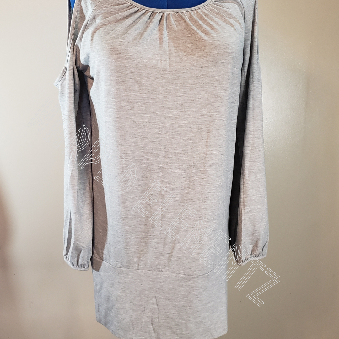 Missy Grey Long Sleeve, Cold Shoulder top with ruching